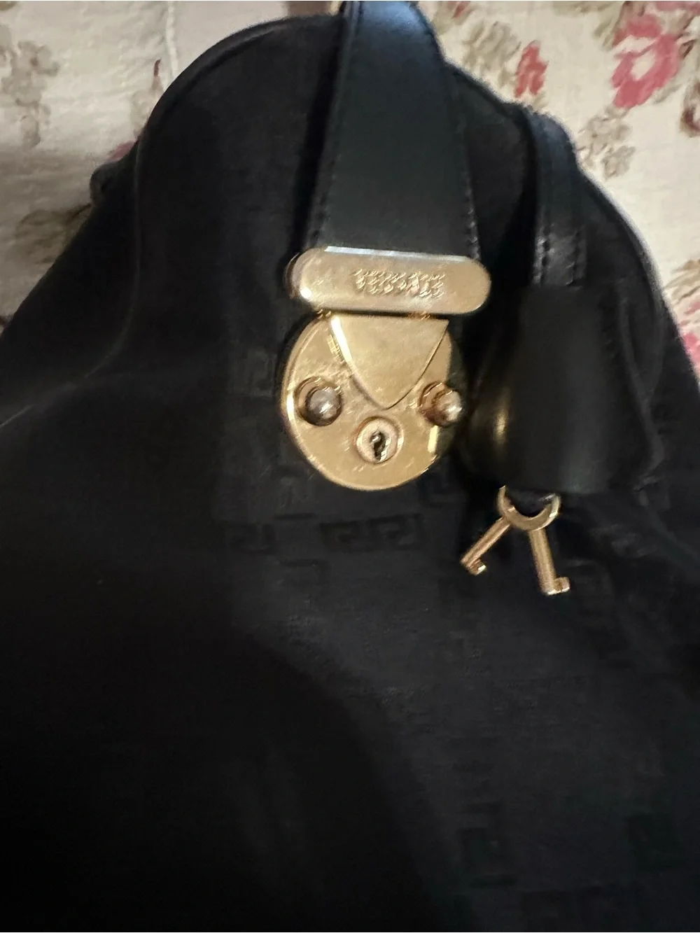 Versace Black bag with Gold Medallion Hardware
